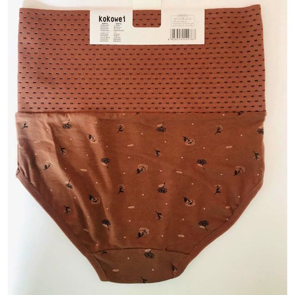 Women Flower High Waist Tummy Control Shape Intimate Underwear Panties Brown L - Picture 5 of 6